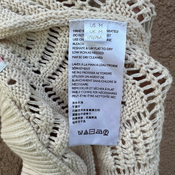 Free People FP Beach Get Away Fauxchet Cardigan Pants Set Crocheted Size M Cream - Picture 9 of 14